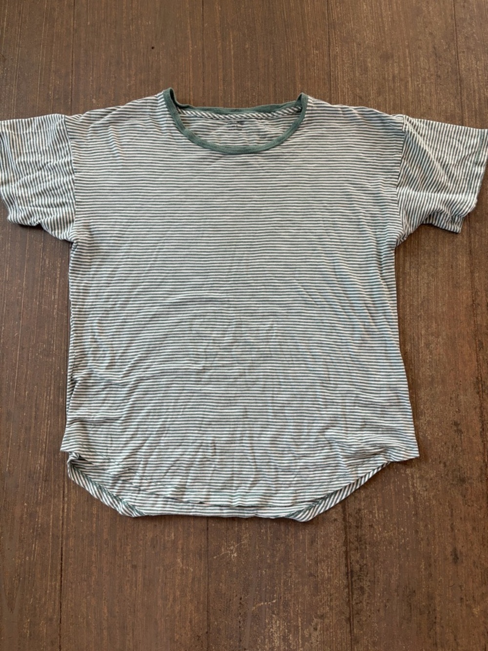 Madewell Women’s Striped Crewneck T-Shirt in Green and White
